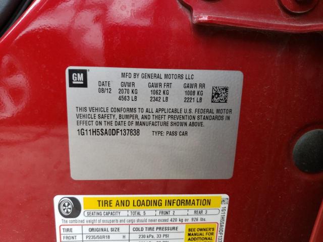 1G11H5SA0DF137838 - 2013 CHEVROLET MALIBU LTZ ყავისფერი ფოტო 12