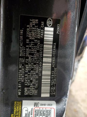 4T1BE46K37U667010 - 2007 TOYOTA CAMRY CE GRAY photo 13