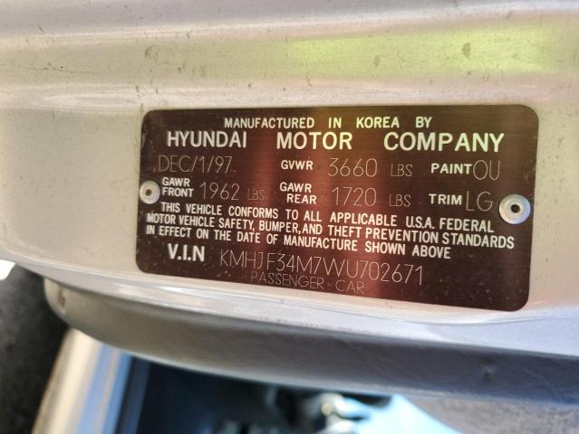 KMHJF34M7WU702671 - 1998 HYUNDAI ELANTRA GLS SILVER photo 12