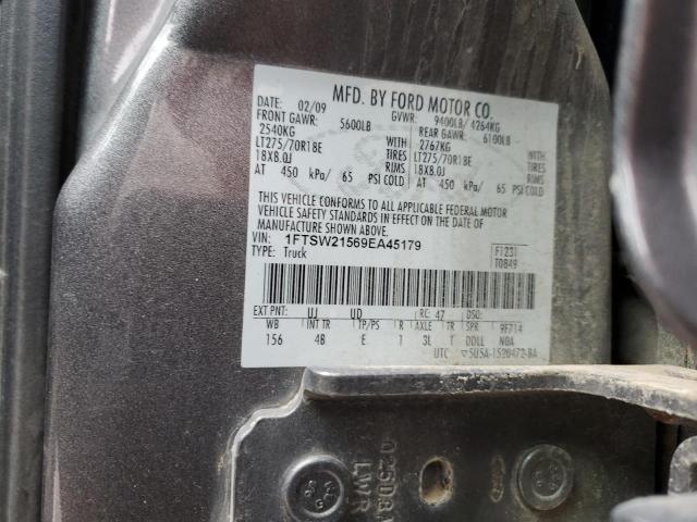 1FTSW21569EA45179 - 2009 FORD F250 SUPER DUTY GRAY photo 12