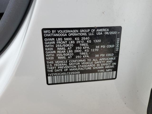 1V2YE2CA5LC225049 - 2020 VOLKSWAGEN ATLAS CROS SE Белый фото 13
