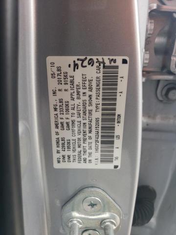 1HGCP2F42AA152065 - 2010 HONDA ACCORD LXP SILVER photo 12