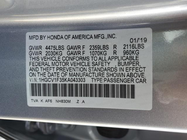 1HGCV1F35KA043303 - 2019 HONDA ACCORD SPORT SILVER photo 12