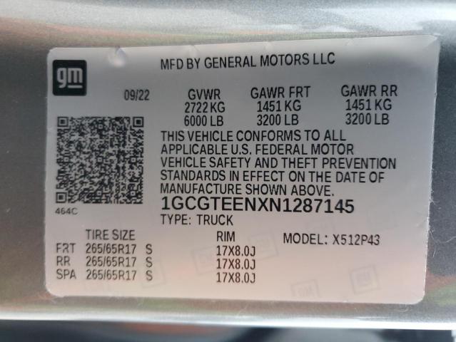 1GCGTEENXN1287145 - 2022 CHEVROLET COLORADO ZR2 GRAY photo 12