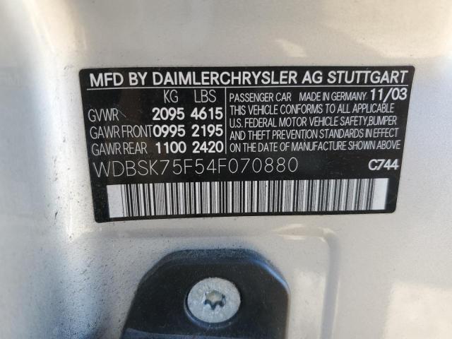 WDBSK75F54F070880 - 2004 MERCEDES-BENZ SL 500 SILVER photo 13