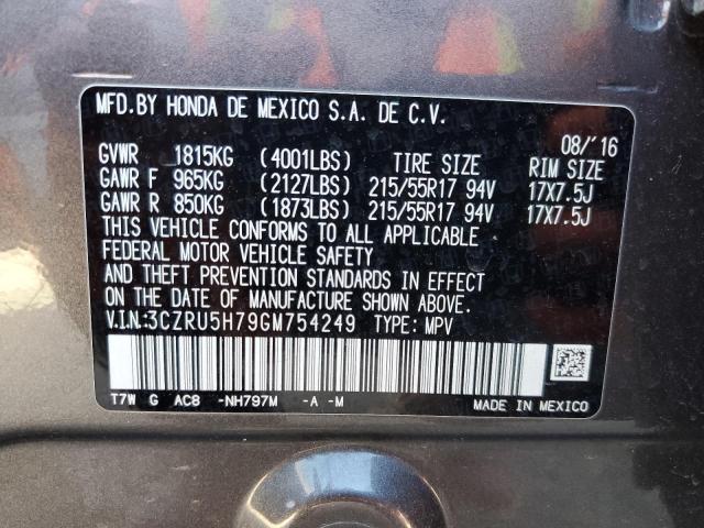 3CZRU5H79GM754249 - 2016 HONDA HR-V EXL GRAY photo 13