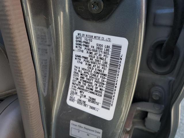 JN8DR09Y24W904326 - 2004 NISSAN PATHFINDER LE 灰色 照片 13