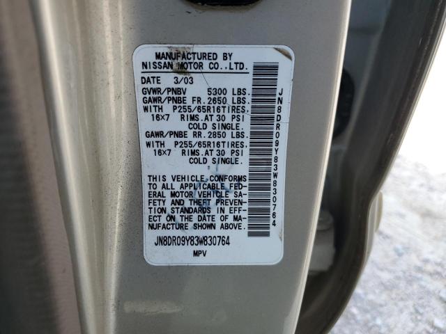 JN8DR09Y83W830764 - 2003 NISSAN PATHFINDER LE 金色 照片 13