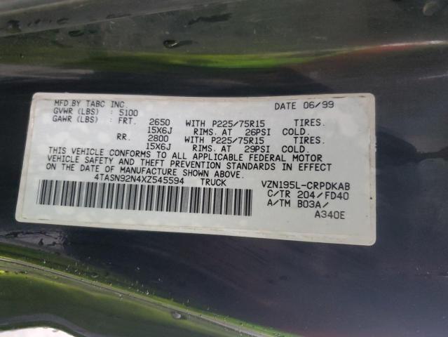4TASN92N4XZ545594 - 1999 TOYOTA TACOMA XTRACAB PRERUNNER ნაცრისფერი ფოტო 12