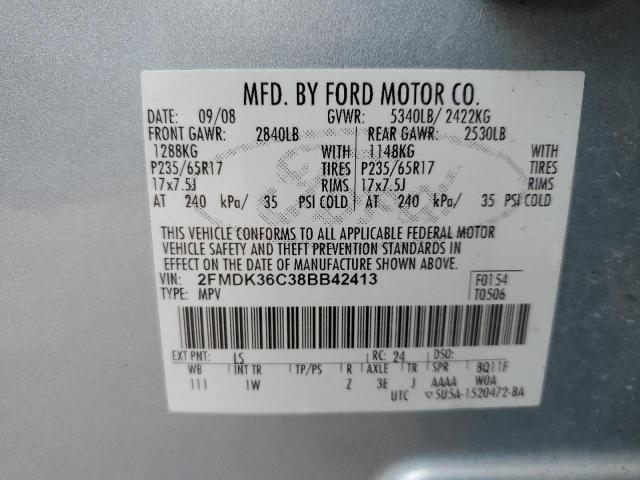 2FMDK36C38BB42413 - 2008 FORD EDGE SE WHITE photo 12