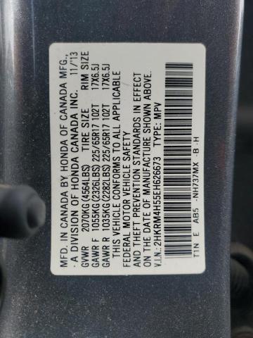 2HKRM4H55EH626673 - 2014 HONDA CR-V EX GRAY photo 12