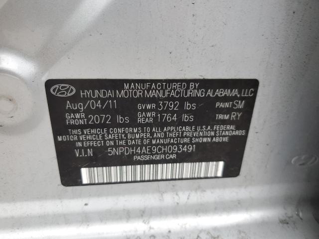 5NPDH4AE9CH093491 - 2012 HYUNDAI ELANTRA GLS SILVER photo 12