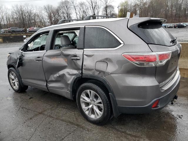 5TDJKRFH8ES039343 - 2014 TOYOTA HIGHLANDER XLE GRAY photo 2