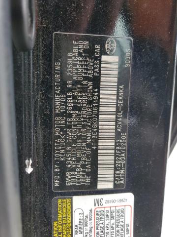 4T1BE46K07U614944 - 2007 TOYOTA CAMRY CE BLACK photo 12