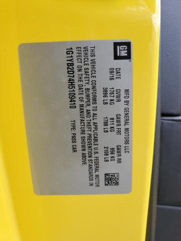 1G1YB2D74H5109410 - 2017 CHEVROLET CORVETTE STINGRAY 1LT YELLOW photo 13