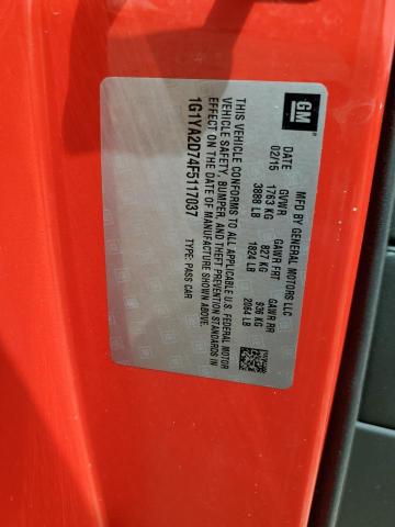 1G1YA2D74F5117037 - 2015 CHEVROLET CORVETTE STINGRAY 1LT RED photo 13