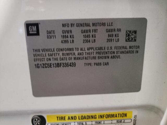 1G1ZC5E13BF336439 - 2011 CHEVROLET MALIBU 1LT 白色 照片 12