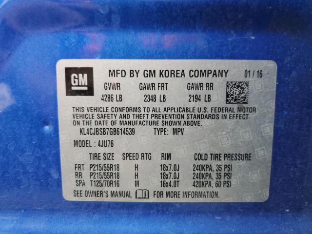 KL4CJBSB7GB614539 - 2016 BUICK ENCORE CONVENIENCE 蓝色 照片 13