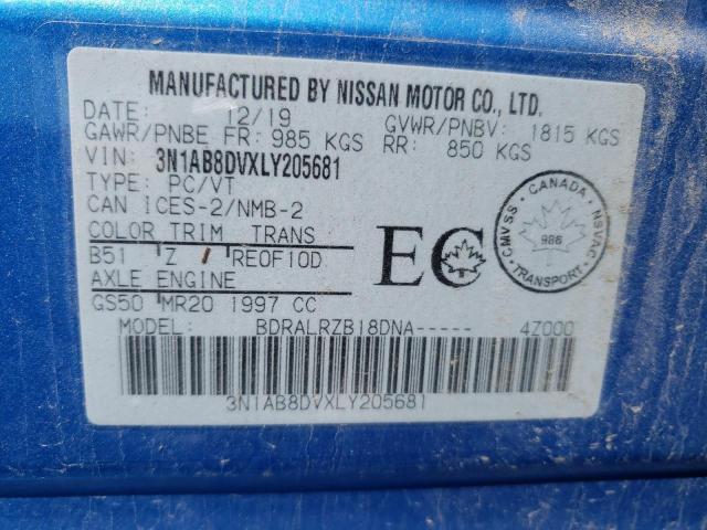 3N1AB8DVXLY205681 - 2020 NISSAN SENTRA SR BLUE photo 12