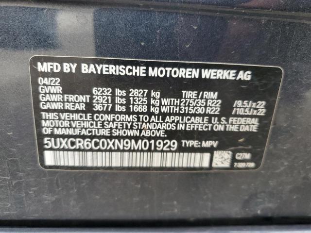 5UXCR6C0XN9M01929 - 2022 BMW X5 XDRIVE40I CHARCOAL photo 13