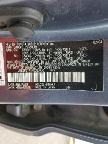 JTEGP21A140023933 - 2004 TOYOTA HIGHLANDER BASE BLUE photo 13