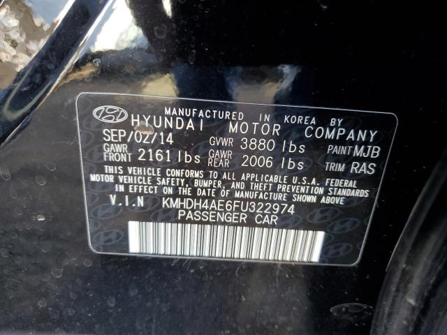 KMHDH4AE6FU322974 - 2015 HYUNDAI ELANTRA SE BLACK photo 12