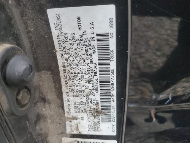 5TEJU62N15Z112267 - 2005 TOYOTA TACOMA DOUBLE CAB PRERUNNER BLACK photo 12