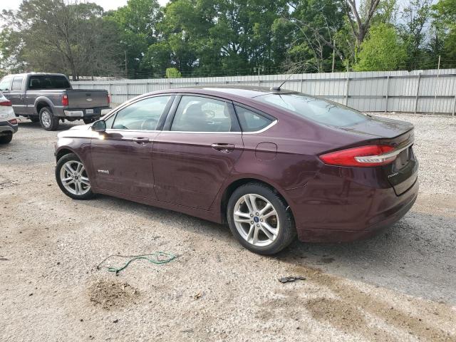 3FA6P0LU1JR165003 - 2018 FORD FUSION SE HYBRID MAROON photo 2