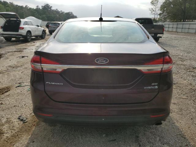 3FA6P0LU1JR165003 - 2018 FORD FUSION SE HYBRID MAROON photo 6