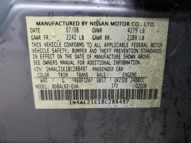 1N4AL21E18C288497 - 2008 NISSAN ALTIMA 2.5 GRAY photo 12