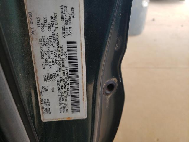 4TASN92N7YZ584374 - 2000 TOYOTA TACOMA XTRACAB PRERUNNER მწვანე ფოტო 12