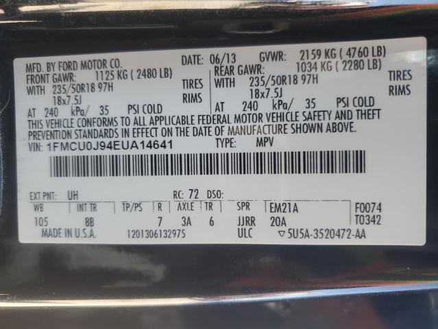 1FMCU0J94EUA14641 - 2014 FORD ESCAPE TITANIUM GRAY photo 13