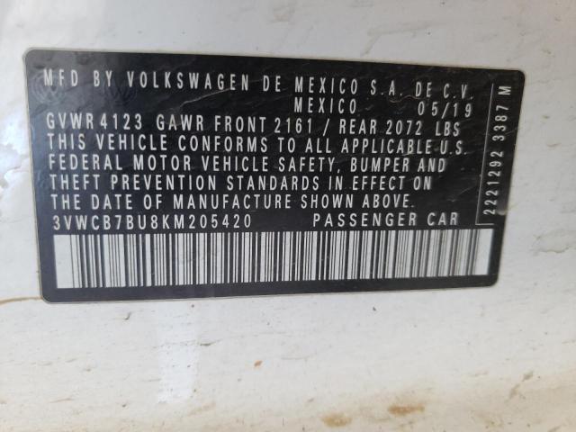 3VWCB7BU8KM205420 - 2019 VOLKSWAGEN JETTA S WHITE photo 13