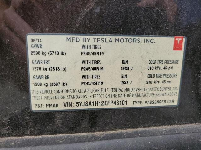 5YJSA1H12EFP43101 - 2014 TESLA MODEL S Коричневий фото 12