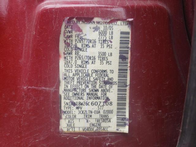 5N1AR18W26C607108 - 2006 NISSAN PATHFINDER LE 红色 照片 13