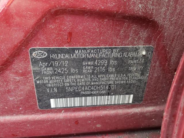 5NPEC4AC4DH514701 - 2013 HYUNDAI SONATA SE RED photo 13