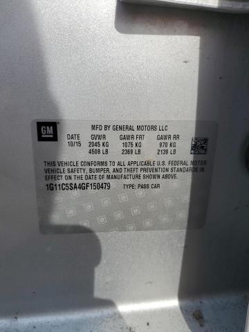 1G11C5SA4GF150479 - 2016 CHEVROLET MALIBU LIM LT 银色 照片 12