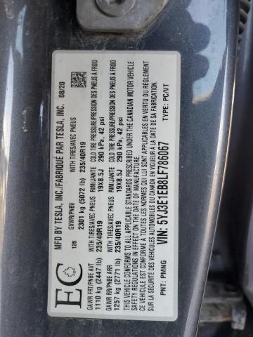 5YJ3E1EB8LF786067 - 2020 TESLA MODEL 3 石墨色 照片 12