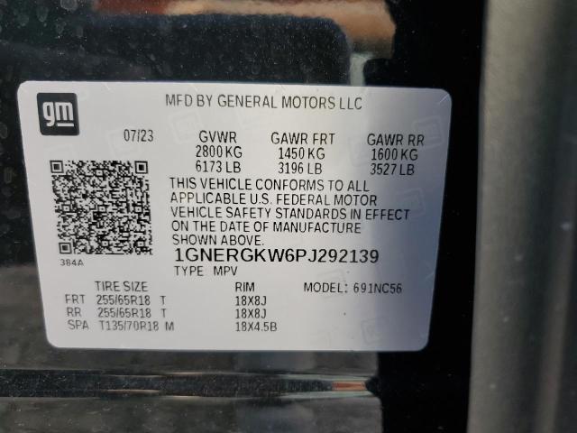 1GNERGKW6PJ292139 - 2023 CHEVROLET TRAVERSE LT BLACK photo 13