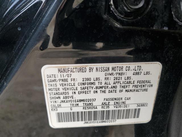 JNKAY01E48M602037 - 2008 INFINITI M35 BASE BLACK photo 12