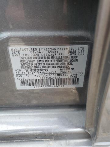 3N1AB7AP0GY222432 - 2016 NISSAN SENTRA S GRAY photo 12