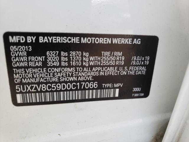 5UXZV8C59D0C17066 - 2013 BMW X5 XDRIVE50I WHITE photo 13