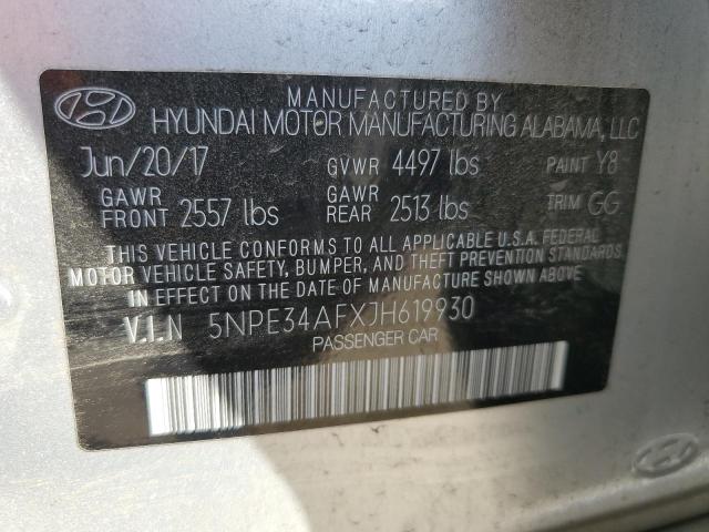 5NPE34AFXJH619930 - 2018 HYUNDAI SONATA SPORT SILVER photo 12