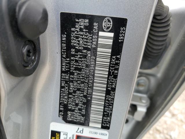 4T1BF1FK5FU494973 - 2015 TOYOTA CAMRY LE SILVER photo 12