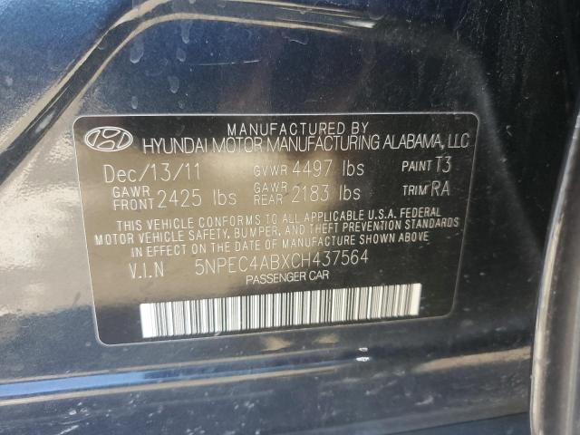 5NPEC4ABXCH437564 - 2012 HYUNDAI SONATA SE BLACK photo 12