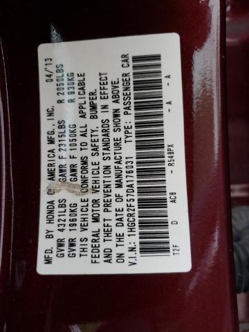 1HGCR2F57DA176031 - 2013 HONDA ACCORD SPORT BURGUNDY photo 13