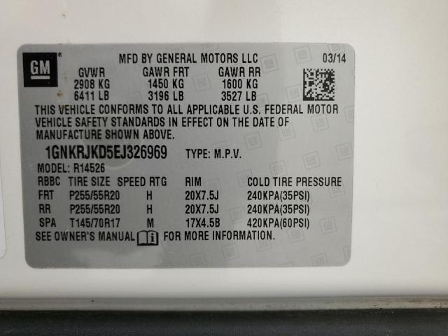 1GNKRJKD5EJ326969 - 2014 CHEVROLET TRAVERSE LTZ CREAM photo 14