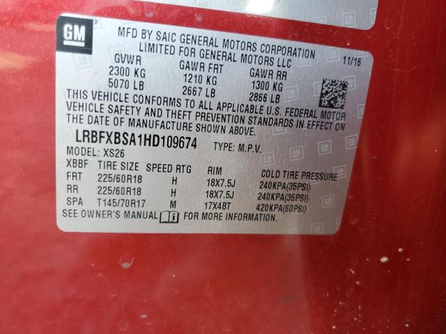 LRBFXBSA1HD109674 - 2017 BUICK ENVISION ESSENCE Կարմիր լուսանկար 14