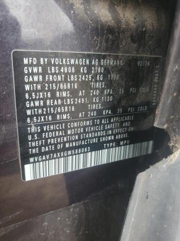 WVGAV7AX6GW588063 - 2016 VOLKSWAGEN TIGUAN S CHARCOAL photo 13
