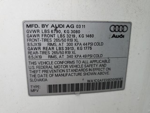 WA1CGAFE0BD008381 - 2011 AUDI Q7 PREMIUM WHITE photo 13